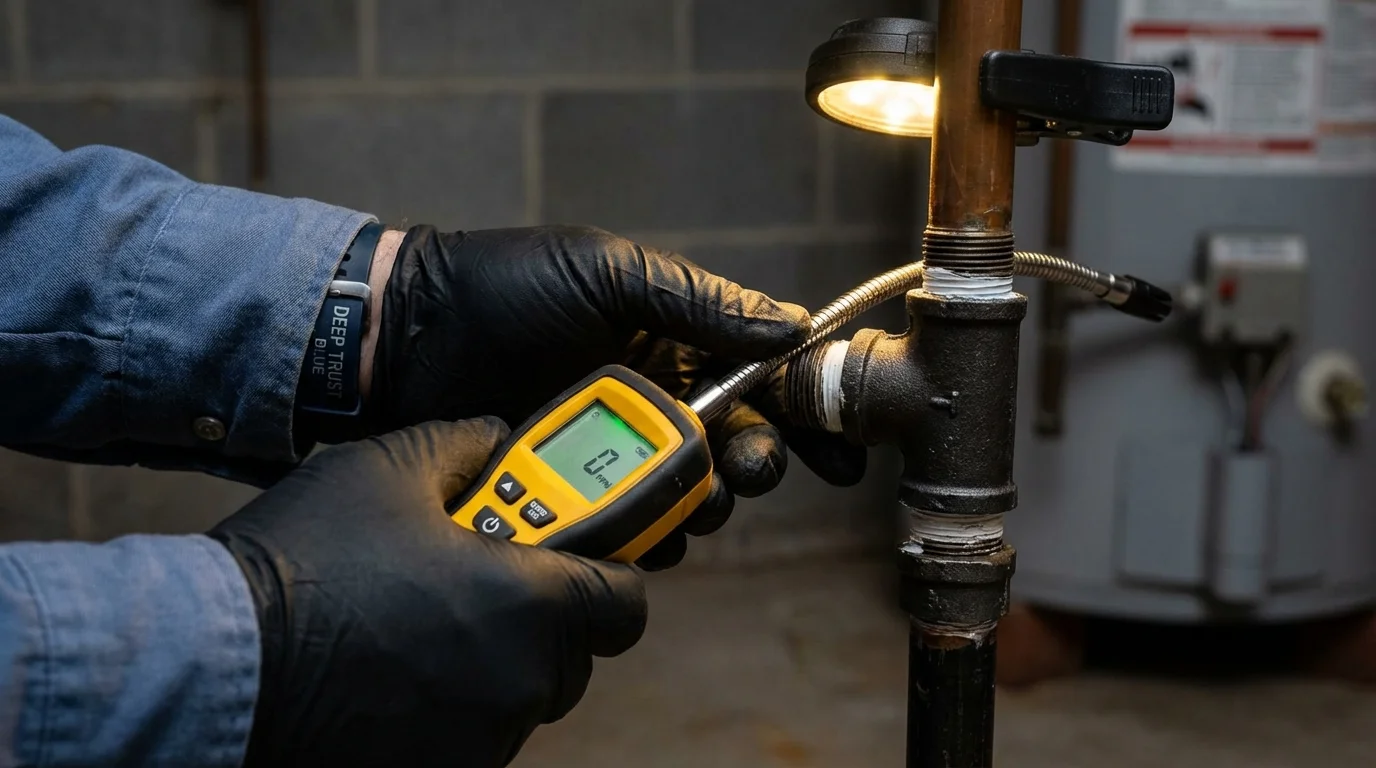 Gas leak detection with electronic sniffer by Johns Plumbing LLC in Bossier City