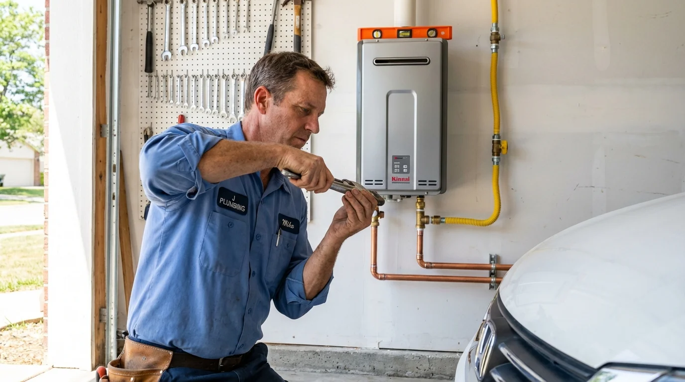 Tankless water heater installation by a Johns Plumbing LLC plumber in Bossier City
